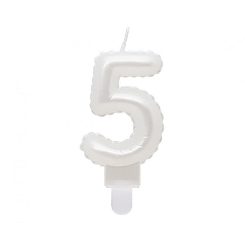 Świeczka urodzinowa Godan cyferka 5, perłowa biała, 7 cm (SF-PBI5) Świeczka urodzinowa Godan cyferka 5, perłowa biała, 7 cm (SF-PBI5)