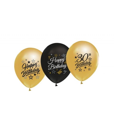 Balon gumowy Godan 30th Birthday czarno złote czarny 300mm 12cal (GP-ZC30) Balon gumowy Godan 30th Birthday czarno złote czarny 300mm 12cal (GP-ZC30)