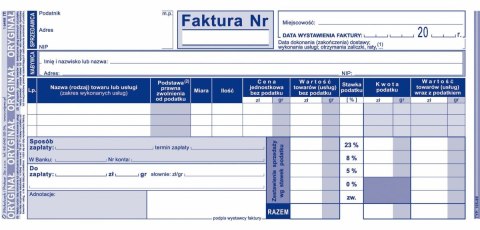 Druk offsetowy Faktura VAT pełna 1/3 A4,80 kartek 1/3 A4 80k. Michalczyk i Prokop (105-8E) Druk offsetowy Faktura VAT pełna 1/3 A4,80 kartek 1/3 A4 80k. Michalczyk i Prokop (105-8E)