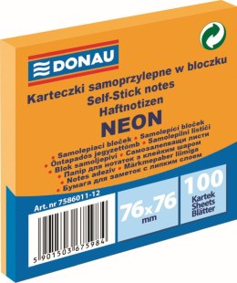 Notes samoprzylepny (karteczki) Donau Neon pomarańczowy 100k [mm:] 76x76 (7586011-12)