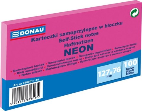 Notes samoprzylepny (karteczki) Donau Neon różowy 100k [mm:] 127x76 (7588011-16)