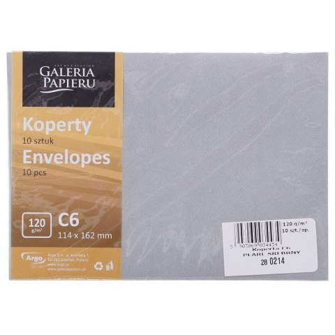 Koperta Galeria Papieru Millenium C6 srebrna (280266) 10 sztuk Koperta Galeria Papieru Millenium C6 srebrna (280266) 10 sztuk