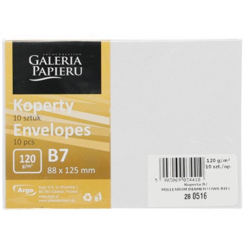 Koperta Galeria Papieru millenium diamentowa biel B7 biała diamentowa (280516) 10 sztuk Koperta Galeria Papieru millenium diamentowa biel B7 biała diamentowa (280516) 10 sztuk