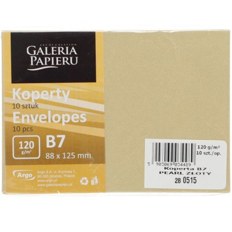 Koperta Galeria Papieru pearl złoty p B7 złota (280515) 10 sztuk Koperta Galeria Papieru pearl złoty p B7 złota (280515) 10 sztuk