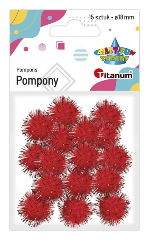 Pompony Titanum Craft-Fun Series brokatowe czerwone 15 szt (338529) Pompony Titanum Craft-Fun Series brokatowe czerwone 15 szt (338529)