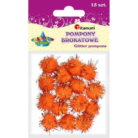 Pompony Titanum Craft-Fun Series brokatowe pomarańczowe 15 szt (338539) Pompony Titanum Craft-Fun Series brokatowe pomarańczowe 15 szt (338539)