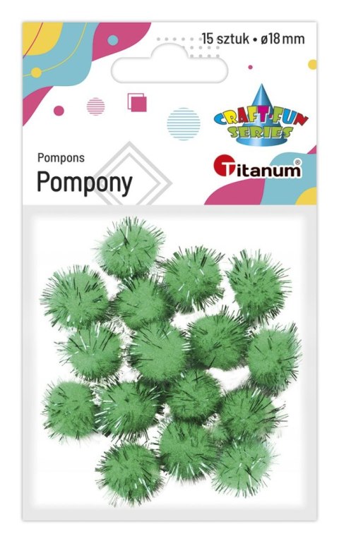 Pompony Titanum Craft-Fun Series brokatowe zielone 15 szt (338536) Pompony Titanum Craft-Fun Series brokatowe zielone 15 szt (338536)