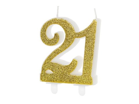Świeczka urodzinowa Partydeco liczba 21, złoty, 7.5cm (SCU5-21-019) Świeczka urodzinowa Partydeco liczba 21, złoty, 7.5cm (SCU5-21-019)