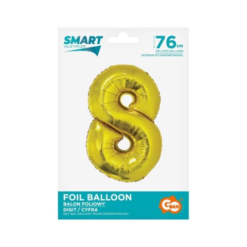 Balon foliowy Godan Smart cyfra 8 złota 76cm (CH-SZL8) Balon foliowy Godan Smart cyfra 8 złota 76cm (CH-SZL8)