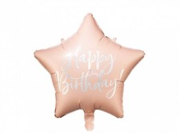 Balon foliowy Partydeco Happy Birthday, 40cm, jasny pudrowy róż 15,5cal (FB93-081PJ)