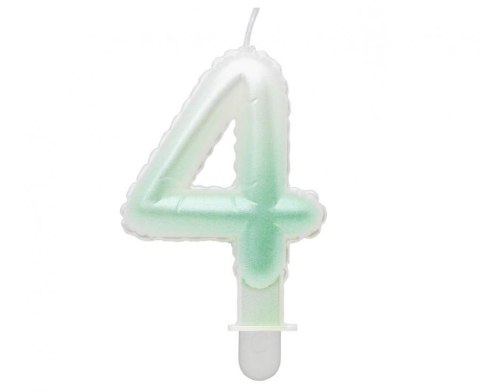 Świeczka urodzinowa Godan cyferka 4, ombre, perłowa biało-zielona, 7 cm (SF-PBZ4) Świeczka urodzinowa Godan cyferka 4, ombre, perłowa biało-zielona, 7 cm (SF-PBZ4)