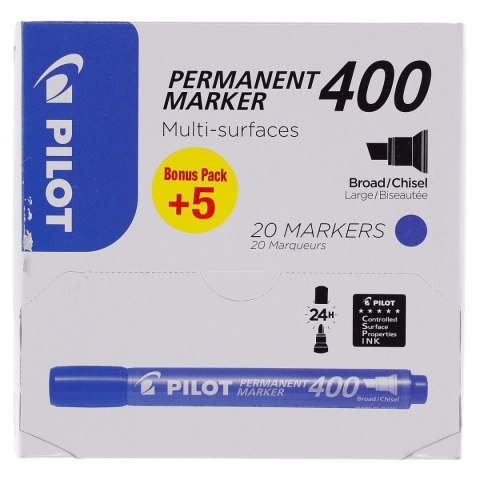 Marker permanentny Pilot niebieski ścięta końcówka (PISCA-400-L-XXL) Marker permanentny Pilot niebieski ścięta końcówka (PISCA-400-L-XXL)