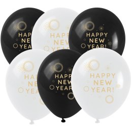 Balon gumowy Happy New Year (6 szt.) mix 250mm Arpex (KB8213)