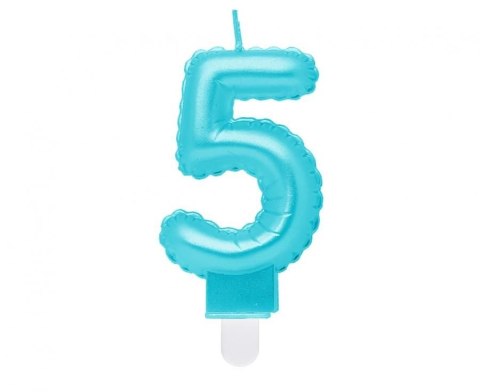 Świeczka urodzinowa Godan cyferka 5, perłowa jasnoniebieska, 7 cm (SF-PJN5) Świeczka urodzinowa Godan cyferka 5, perłowa jasnoniebieska, 7 cm (SF-PJN5)
