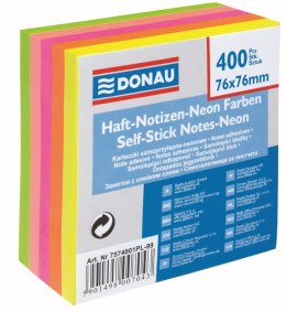 Notes samoprzylepny (karteczki) Donau mix fluo 400k [mm:] 76x76 (7574001PL-99)