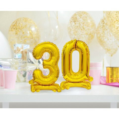 Balon foliowy cyfra 0 stojąca 38cm, złota Godan (BC-AZT0) Balon foliowy cyfra 0 stojąca 38cm, złota Godan (BC-AZT0)