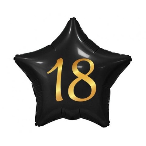 Balon foliowy Godan gwiazda czarna, nadruk złoty, 18 urodziny 19cal (FG-G18C) Balon foliowy Godan gwiazda czarna, nadruk złoty, 18 urodziny 19cal (FG-G18C)