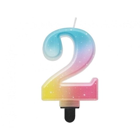Świeczka urodzinowa cyferka 2, ombre, pastelowa, 8 cm Godan (SF-OPA2) Świeczka urodzinowa cyferka 2, ombre, pastelowa, 8 cm Godan (SF-OPA2)