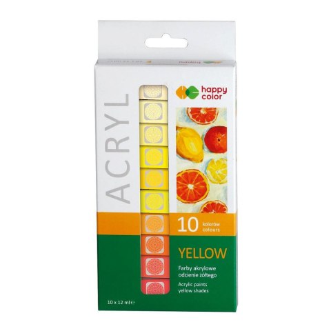 Farba akrylowa kolor: żółty 12ml Happy Color (HA 7370 0012-Y10)