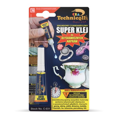Klej w tubie Technicqll Super Klej sekundowy 2g (C-031) Klej w tubie Technicqll Super Klej sekundowy 2g (C-031)