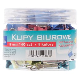 Klipsy do spinania dokumentów (300259) k:101-47 Tetis metal 40 szt 19mm (GK002-B)