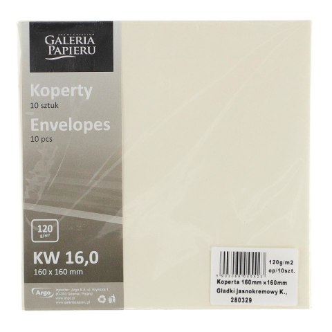 Koperta Galeria Papieru gładki kremowa [mm:] 160x160 (280329) 10 sztuk
