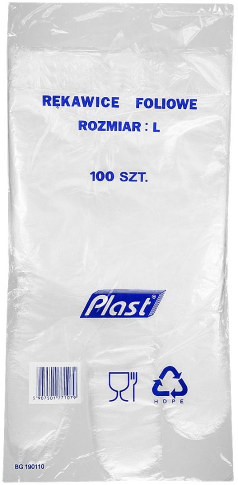 Rękawiczki jednorazowe Plast L 100 szt Rękawiczki jednorazowe Plast L 100 szt