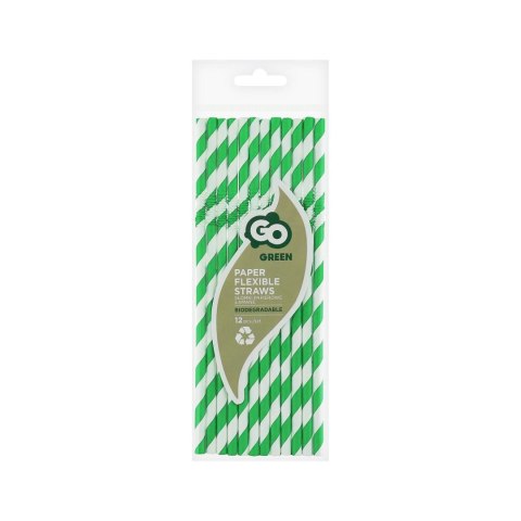Słomka Godan papierowe, łamane, zielone paski 6x200 mm/12szt. 12 szt (RP-LZ12) Słomka Godan papierowe, łamane, zielone paski 6x200 mm/12szt. 12 szt (RP-LZ12)