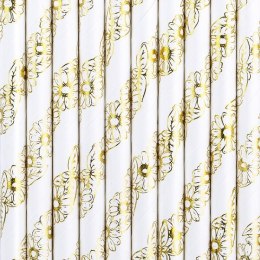 Słomka papierowe, złoty, 19.5cm 10 szt Partydeco (SPP14M-019)