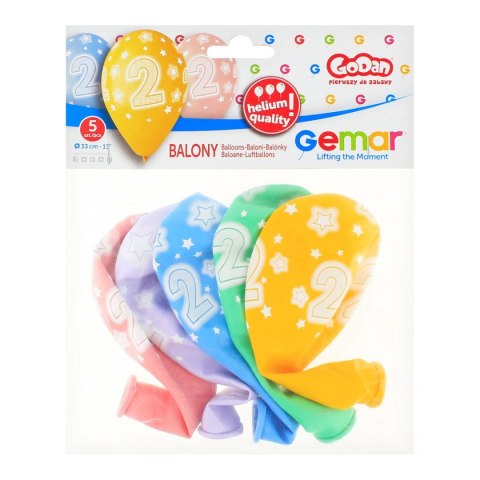 Balon gumowy Godan Premium Hel z nadrukiem 2, 13 cali/5 sztuk mix 330mm 13cal (GS120/2) Balon gumowy Godan Premium Hel z nadrukiem 2, 13 cali/5 sztuk mix 330mm 13cal (GS120/2)