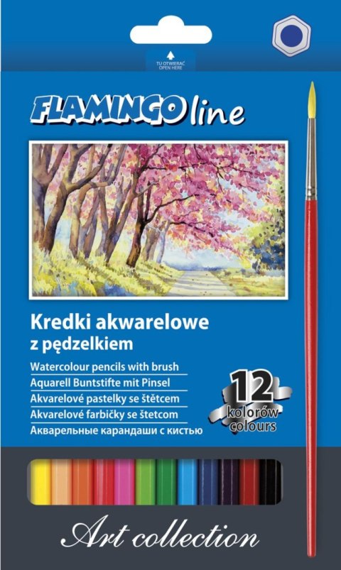 Kredki akwarelowe Scholine 12 kolorów z pędzelkiem Kredki akwarelowe Scholine 12 kolorów z pędzelkiem