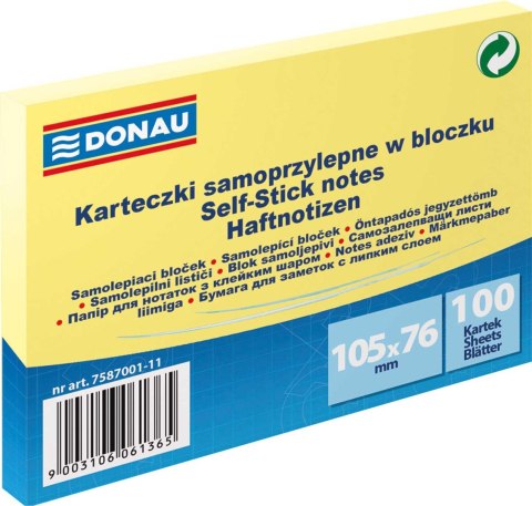 Notes samoprzylepny (karteczki) Donau żółty jasny 100k [mm:] 105x76 (7587001-11)