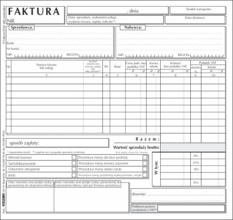 Druk samokopiujący Faktura VAT 2/3 A4 netto uniwersalna 2/3 A4 100k. Stolgraf (F7) Druk samokopiujący Faktura VAT 2/3 A4 netto uniwersalna 2/3 A4 100k. Stolgraf (F7)