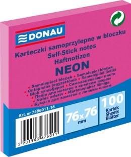 Notes samoprzylepny (karteczki) Donau Neon różowy 100k [mm:] 76x76 (7586011-16)