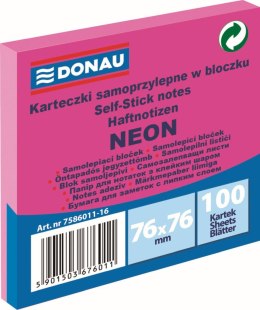 Notes samoprzylepny (karteczki) Donau Neon różowy 100k [mm:] 76x76 (7586011-16)