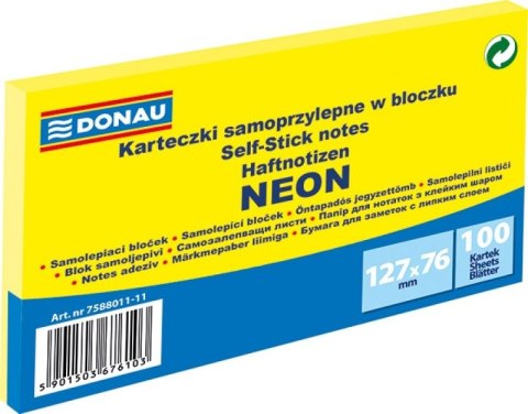 Notes samoprzylepny (karteczki) Donau Neon żółty 100k [mm:] 127x76 (7588011-11)