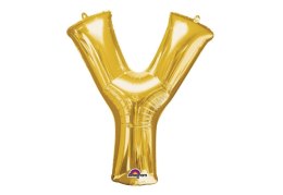 Balon foliowy Amscan balon mini literka y złota 16cal (3306101)