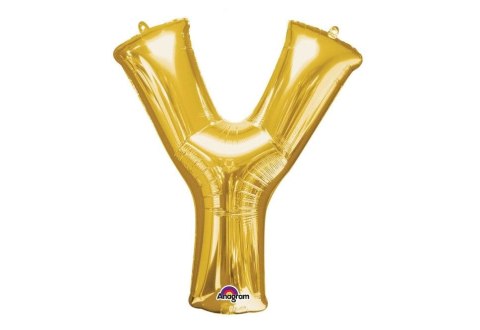 Balon foliowy Amscan balon mini literka y złota 16cal (3306101) Balon foliowy Amscan balon mini literka y złota 16cal (3306101)