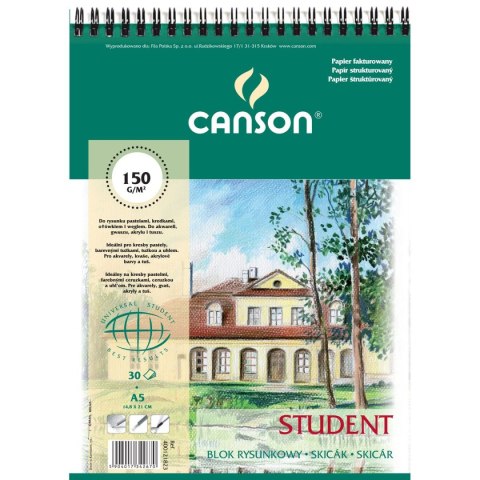 Blok rysunkowy Canson Student A5 biały 200g 50k (400121823) Blok rysunkowy Canson Student A5 biały 200g 50k (400121823)