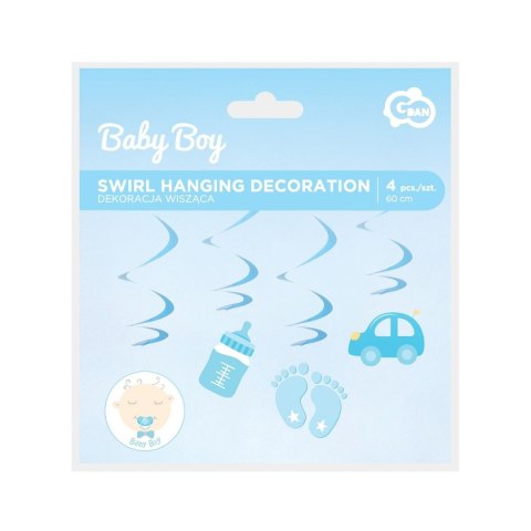 Dekoracja Godan Papierowo-foliowa dekoracja wisząca Baby Boy, 60 cm, 4 szt. (QT-DWBB) Dekoracja Godan Papierowo-foliowa dekoracja wisząca Baby Boy, 60 cm, 4 szt. (QT-DWBB)