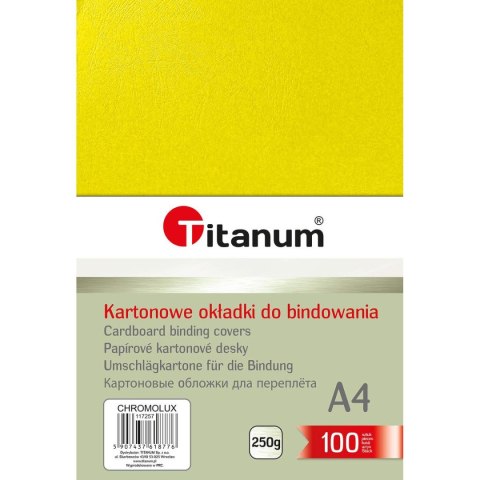 Karton do bindowania Titanum błyszczący - chromolux A4 żółty 250g Karton do bindowania Titanum błyszczący - chromolux A4 żółty 250g