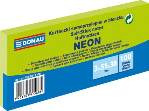 Notes samoprzylepny (karteczki) Neon zielony 300k [mm:] 51x38 Donau (7585011-06)