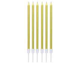 Świeczka urodzinowa metaliczne złote, 13.5x0.4 cm, 6 szt. Godan (BH-SMZL)