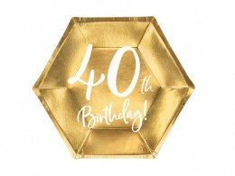 Talerz jednorazowy Partydeco złoty 40 urodziny papier śr. 200mm 6 szt (TPP73-40-019M)