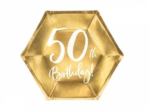 Talerz jednorazowy Partydeco złoty 50 urodziny papier śr. 200mm 6 szt (TPP73-50-019M) Talerz jednorazowy Partydeco złoty 50 urodziny papier śr. 200mm 6 szt (TPP73-50-019M)