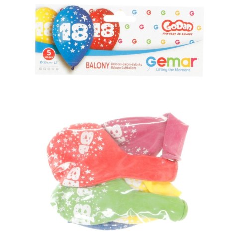 Balon gumowy Godan Z NADRUKIEM 5 szt mix 300mm 12cal (GS110/18) Balon gumowy Godan Z NADRUKIEM 5 szt mix 300mm 12cal (GS110/18)