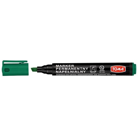 Marker permanentny Toma zielony 1,0-5,0mm ścięta końcówka Marker permanentny Toma zielony 1,0-5,0mm ścięta końcówka
