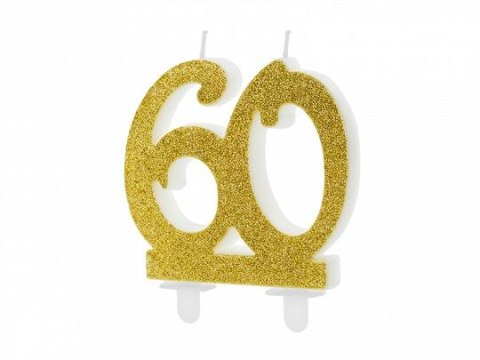 Świeczka urodzinowa liczba 60, złoty 7.5cm Partydeco (SCU5-60-019) Świeczka urodzinowa liczba 60, złoty 7.5cm Partydeco (SCU5-60-019)