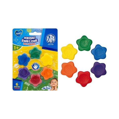 Kredki świecowe Astra Baby kształcie gwiazdek 6 kol. (316023003) Kredki świecowe Astra Baby kształcie gwiazdek 6 kol. (316023003)