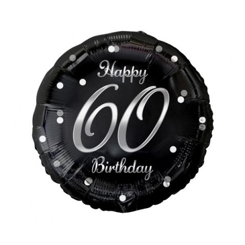 Balon foliowy Godan Happy 60 Birthday, czarny, nadruk srebrny 18cal (FG-O60S) Balon foliowy Godan Happy 60 Birthday, czarny, nadruk srebrny 18cal (FG-O60S)